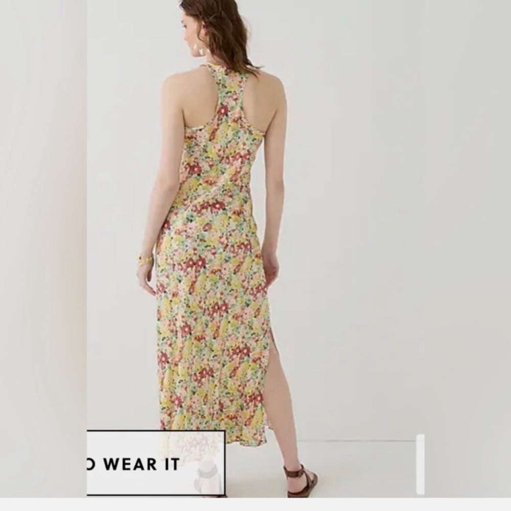 New J. Crew Alicia Cupro-blend Racerback Slip Dress In Painterly Floral Size 6 - Picture 4 of 8